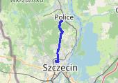 Police --> Szczecin (najkrótsza droga) - mapa trasy gps - rower górski