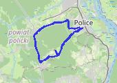 Police-->Leśno Górne(widok)-->Tanowo-->Police - mapa trasy gps - rower górski