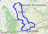 Tarnów, Bobrowniki, Radłów, Otfinów (prom), Żabno, Łeg, Brzozówka - mapa trasy gps - rower trekkingowy