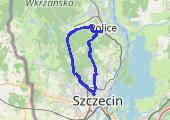 Police-->Warszewo-->Jasne Błonia-->Tanowo-->Police - mapa trasy gps - rower górski