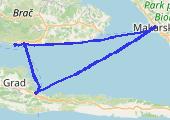 Rejs Makarska-Hvar (Jelsa)-Brać (Bol) - mapa trasy gps - łódź