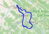 Trasa z dnia 2013-06-24.... 3 żywioły w jednym..Sanok-Dziurdziów - mapa trasy gps - rower szosowy