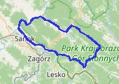 Trasa z dnia 2013-06-25 "Szlakiem szybów naftowych" Sanok-Ropieńka-Sanok - mapa trasy gps - rower szosowy
