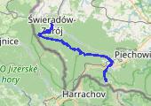 Główny Szlak Sudecki etap I: Świeradów Zdrój  - Hala Szrenicka - mapa trasy gps - marsz