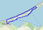 Mielno - wrota sztormów na kanale J. Jamno - mapa trasy gps - marsz
