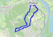 Police-->Głębokie-->Police (ciągle lasem) - mapa trasy gps - rower górski