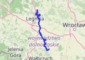 Lubin p.Morawę - mapa trasy gps - rower szosowy