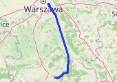 Lesiów k Radomia - Brzóza - Magnuszew - Góra Kalwaria - Warszawa - mapa trasy gps - rower trekkingowy