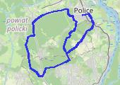 Jezioro Goślickie-->Głębokie-->Bartoszewo-->Police-->Jezioro Goślickie-->Przęsocin-->Police - mapa trasy gps - rower górski